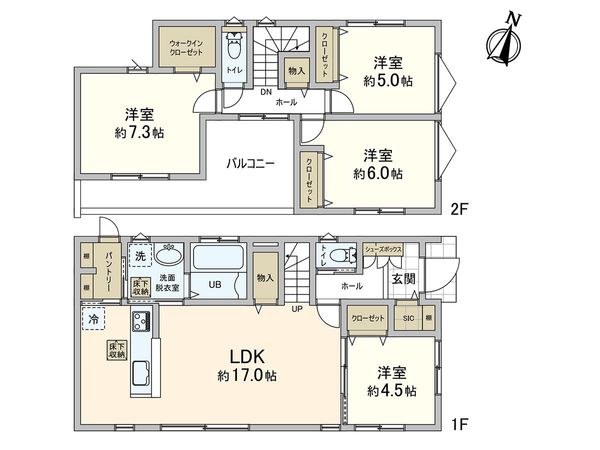 湘南鷹取3丁目新築戸建 1号棟 間取図(平面図) 湘南鷹取3丁目新築戸建 1号棟 間取図(平面図)
