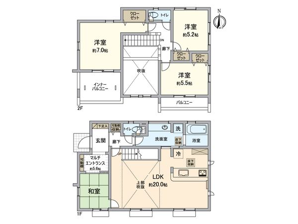金沢区釜利谷西1丁目(新築戸建) 間取図(平面図) 金沢区釜利谷西1丁目(新築戸建) 間取図(平面図)