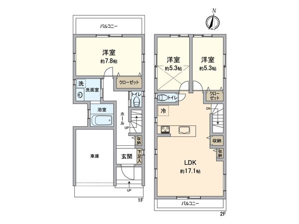 横浜市金沢区富岡西3丁目戸建 間取図(平面図) 横浜市金沢区富岡西3丁目戸建 間取図(平面図)