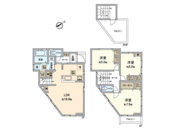 追浜本町1丁目新築戸建 3号棟 間取図(平面図) 追浜本町1丁目新築戸建 3号棟 間取図(平面図)