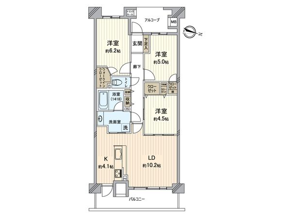 D’レスティア金沢八景アクオ 間取図(平面図) D’レスティア金沢八景アクオ 間取図(平面図)