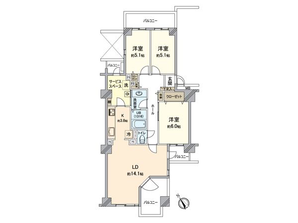 エステ・シティ湘南六浦 壱番館 間取図(平面図) エステ・シティ湘南六浦 壱番館 間取図(平面図)