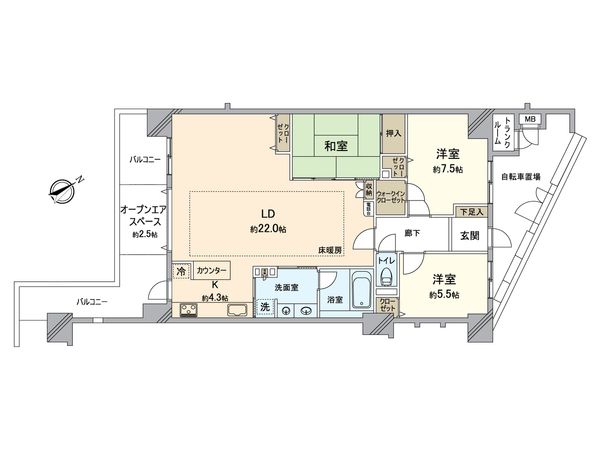 レイディアントシティ横濱 カルティエ3 間取図(平面図) レイディアントシティ横濱 カルティエ3 間取図(平面図)