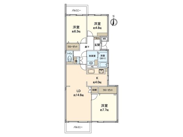 金沢シーサイドタウン並木2丁目団地 6-2号棟 間取図(平面図)