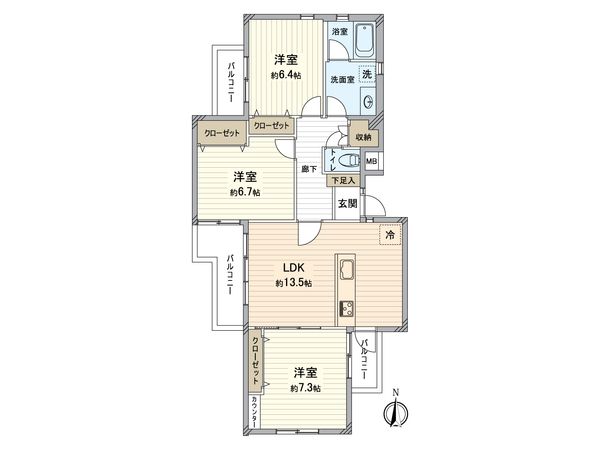金沢シーサイドタウン並木1丁目団地 第3住宅19-3号棟 間取図(平面図) 間取図(平面図)