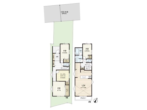 長津田1丁目 新築戸建 1号棟 間取図(平面図) 長津田1丁目 新築戸建 1号棟 間取図(平面図)