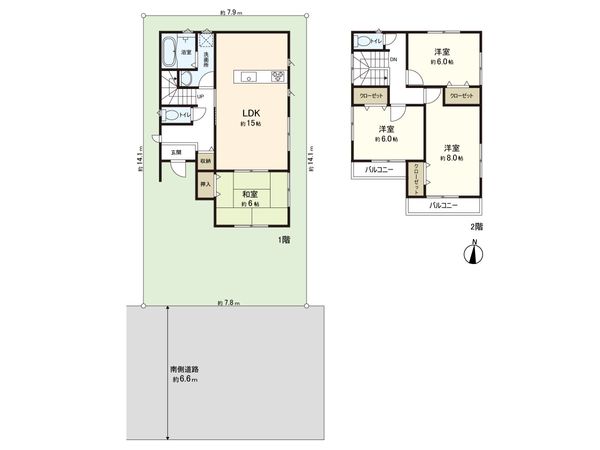 中山6丁目 戸建 間取図(平面図) 中山6丁目 戸建 間取図(平面図)