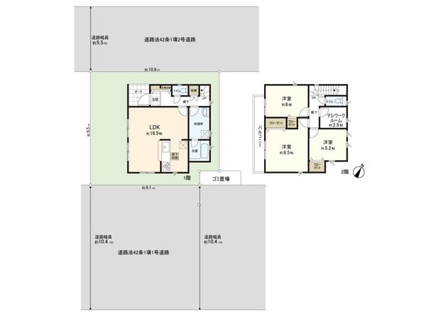 三保町 新築戸建 1号棟 間取図(平面図) 三保町 新築戸建 1号棟 間取図(平面図)