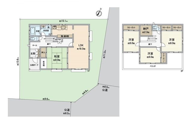 長津田1丁目 戸建 間取図(平面図) 長津田1丁目 戸建 間取図(平面図)