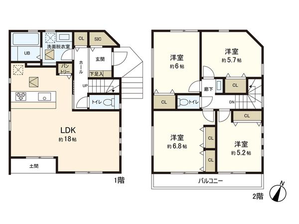 長津田2丁目 新築戸建 D号棟 間取図(平面図) 長津田2丁目 新築戸建 D号棟 間取図(平面図)