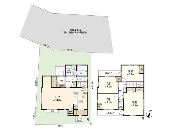 長津田2丁目 新築戸建 B号棟 間取図(平面図) 長津田2丁目 新築戸建 B号棟 間取図(平面図)