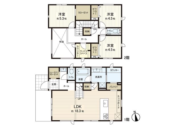 鶴間6丁目 戸建 間取図(平面図) 鶴間6丁目 戸建 間取図(平面図)