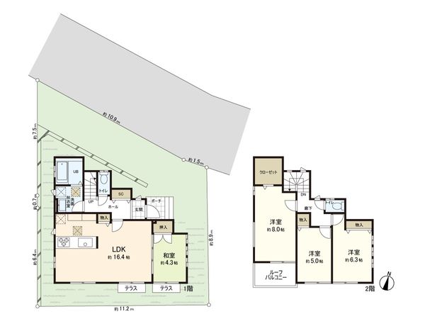 霧が丘1丁目 新築戸建 5号棟 間取図(平面図) 霧が丘1丁目 新築戸建 5号棟 間取図(平面図)