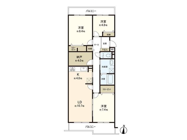 ヴェルディール奈良 1号棟 間取図(平面図) ヴェルディール奈良 1号棟 間取図(平面図)