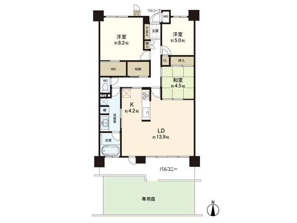 あおば山の手台グランジャルダン 2番館 間取図(平面図) あおば山の手台グランジャルダン 2番館 間取図(平面図)