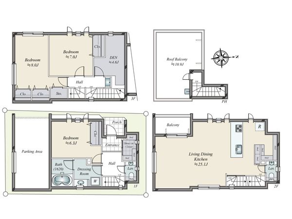 新宿区市谷加賀町1丁目 新築戸建 間取図(平面図) 新宿区市谷加賀町1丁目 新築戸建 間取図(平面図)