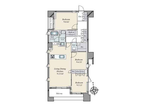 クリオ市谷薬王寺 間取図(平面図) 間取図(平面図)