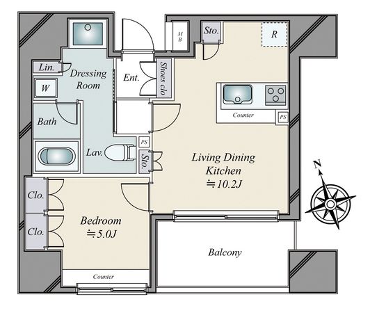 クレヴィア東京八丁堀湊ザレジデンス 間取図(平面図)