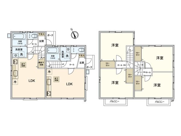 テラスハウス 2棟一括販売 間取図(平面図) 間取図(平面図)