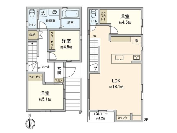 神奈川区菅田町(新築戸建)1号棟 間取図(平面図) 神奈川区菅田町(新築戸建)1号棟 間取図(平面図)