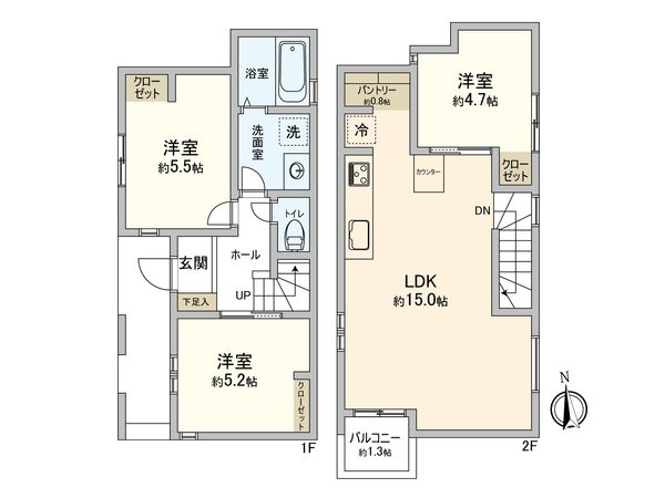 神奈川区菅田町(新築戸建)2号棟 間取図(平面図) 神奈川区菅田町(新築戸建)2号棟 間取図(平面図)