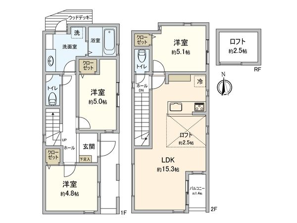 神奈川区菅田町(新築戸建)3号棟 間取図(平面図) 神奈川区菅田町(新築戸建)3号棟 間取図(平面図)