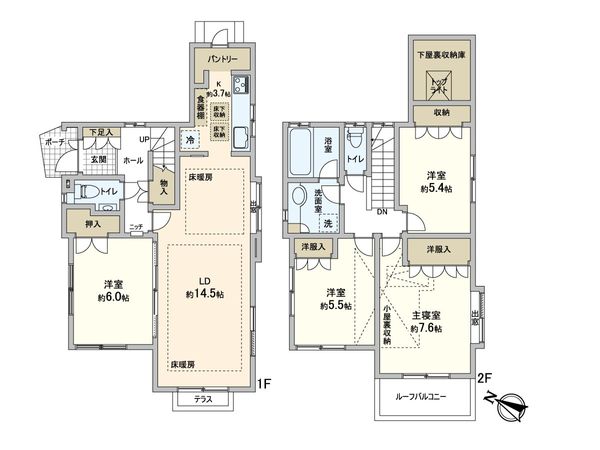 港北区篠原町(戸建) 間取図(平面図) 間取図(平面図)