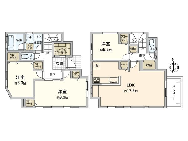 緑区白山3丁目(新築戸建)1号棟 間取図(平面図)