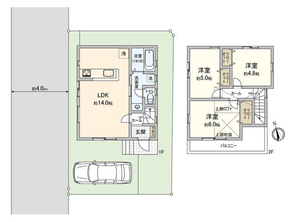 片瀬2丁目 借地権付新築戸建 間取図(平面図) 片瀬2丁目 借地権付新築戸建 間取図(平面図)