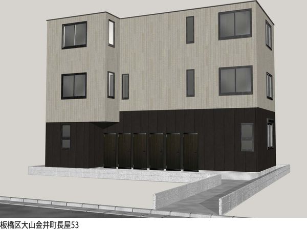 板橋区大山金井町新築アパート 外観パース図