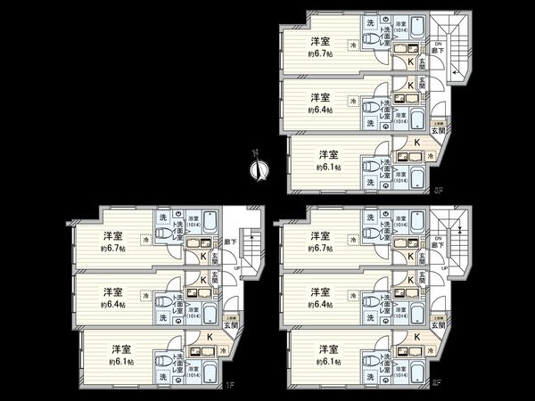 足立区栗原2丁目アパート A号棟 間取図(平面図) 足立区栗原2丁目アパート A号棟 間取図(平面図)