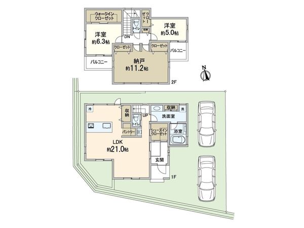 プルメリア永楽荘3丁目Ⅱ1号地 新築戸建 間取図(平面図) プルメリア永楽荘3丁目Ⅱ1号地 新築戸建 間取図(平面図)