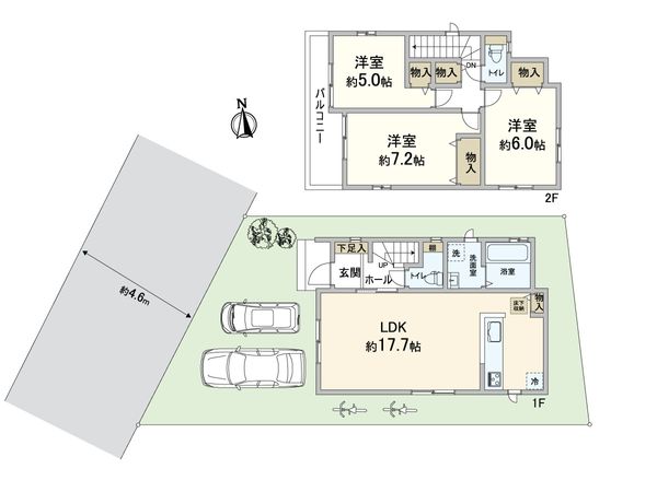 箕面市半町3丁目B号棟 戸建 間取図(平面図)