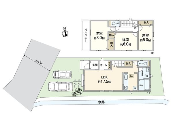 箕面市半町3丁目C号棟 戸建 間取図(平面図)