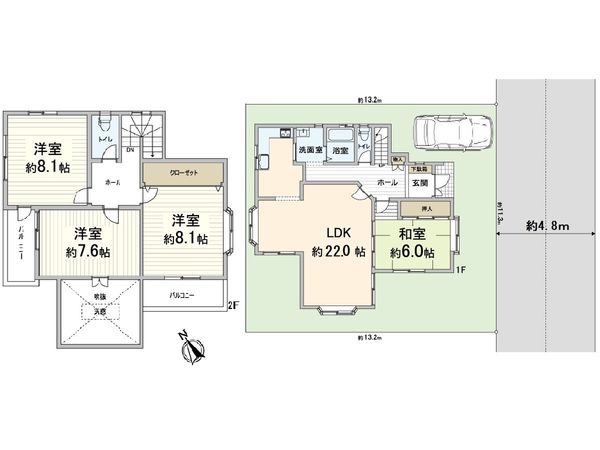 高槻市安岡寺町1丁目 戸建 間取図(平面図) 間取図(平面図)