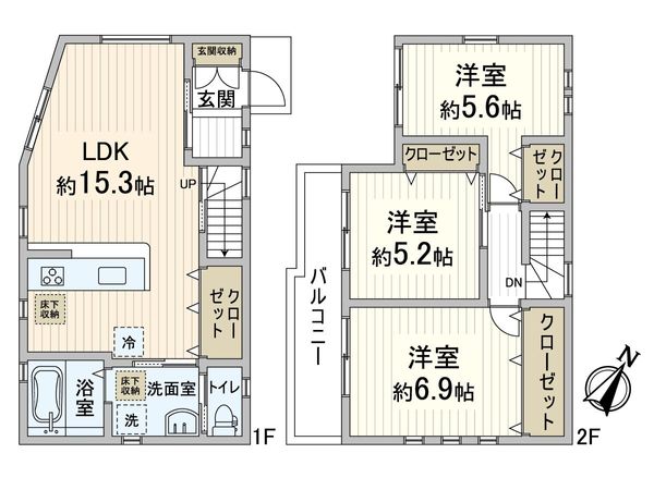 箕面市半町4丁目 戸建 間取図(平面図)