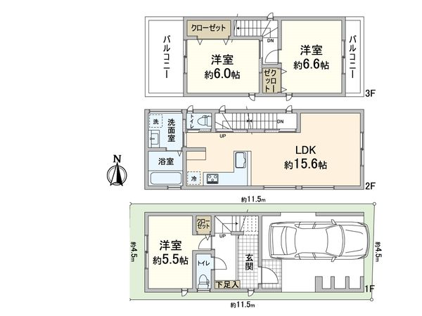 豊中市桜の町6丁目 新築戸建 間取図(平面図)
