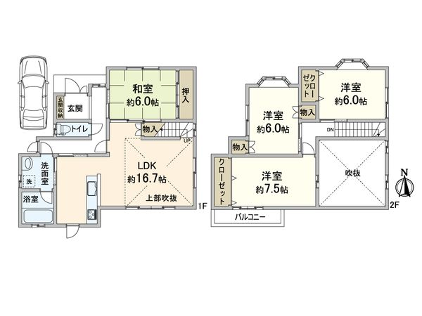 箕面市牧落1丁目 戸建 間取図(平面図)