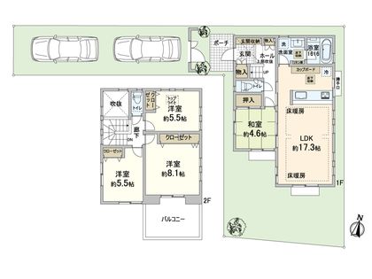 箕面市小野原東6丁目 戸建 間取図(平面図)