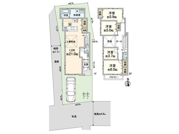 箕面市稲2丁目 1号棟 間取図(平面図)