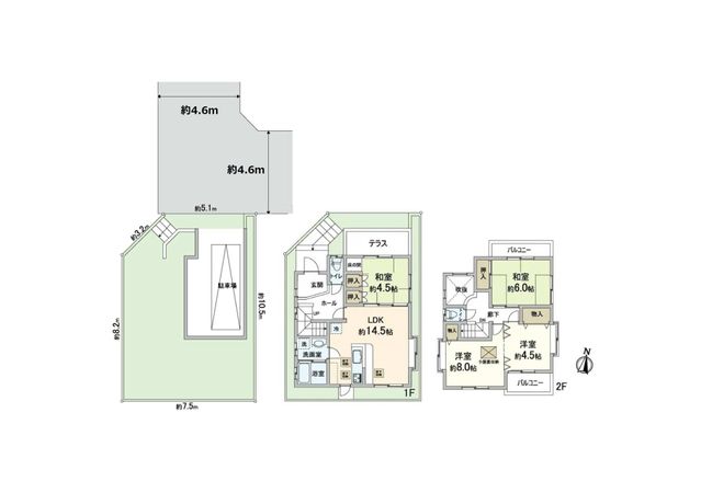 箕面市新稲5丁目 戸建 間取図(平面図)