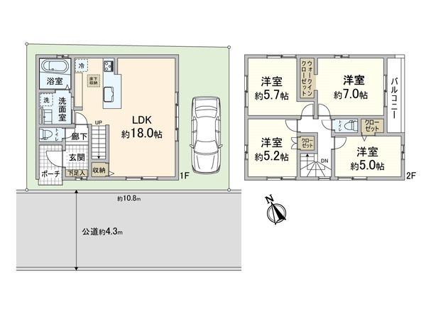 大阪府豊中市春日町5丁目2期1棟 新築戸建 間取図(平面図)