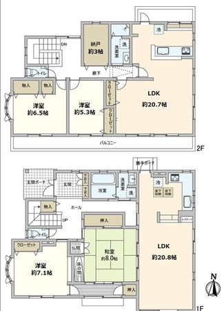 箕面市稲1丁目 戸建 間取図(平面図) 箕面市稲1丁目 戸建 間取図(平面図)