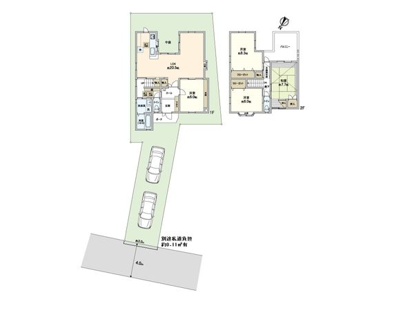 箕面市瀬川1丁目 戸建 間取図(平面図)