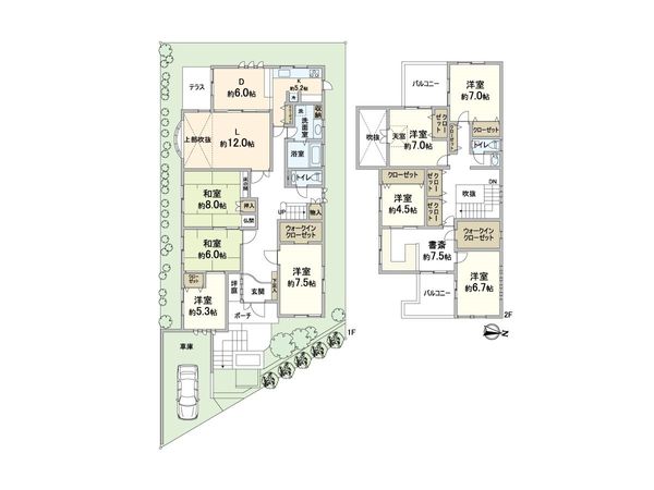 箕面市小野原東4丁目 戸建 間取図(平面図) 箕面市小野原東4丁目 戸建 間取図(平面図)