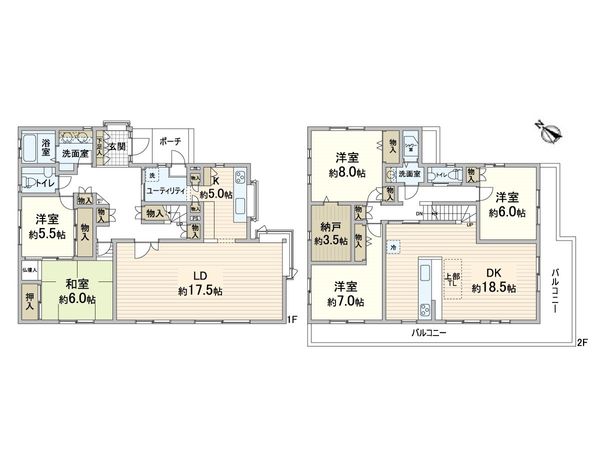 箕面市小野原東5丁目 戸建 間取図(平面図) 箕面市小野原東5丁目 戸建 間取図(平面図)