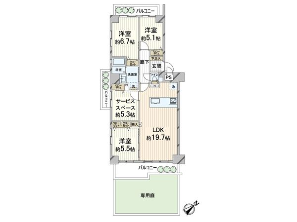 サンロイヤル箕面コスモ 1号棟 間取図(平面図) サンロイヤル箕面コスモ 1号棟 間取図(平面図)