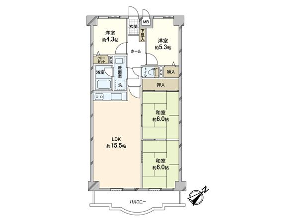 ハイロイヤル緑地公園パート2 A棟 間取図(平面図)