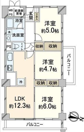 カネボウ三ツ池台マンション 間取図(平面図) カネボウ三ツ池台マンション 間取図(平面図)
