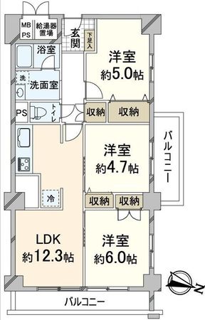 カネボウ三ツ池台マンション 間取図(平面図) カネボウ三ツ池台マンション 間取図(平面図)